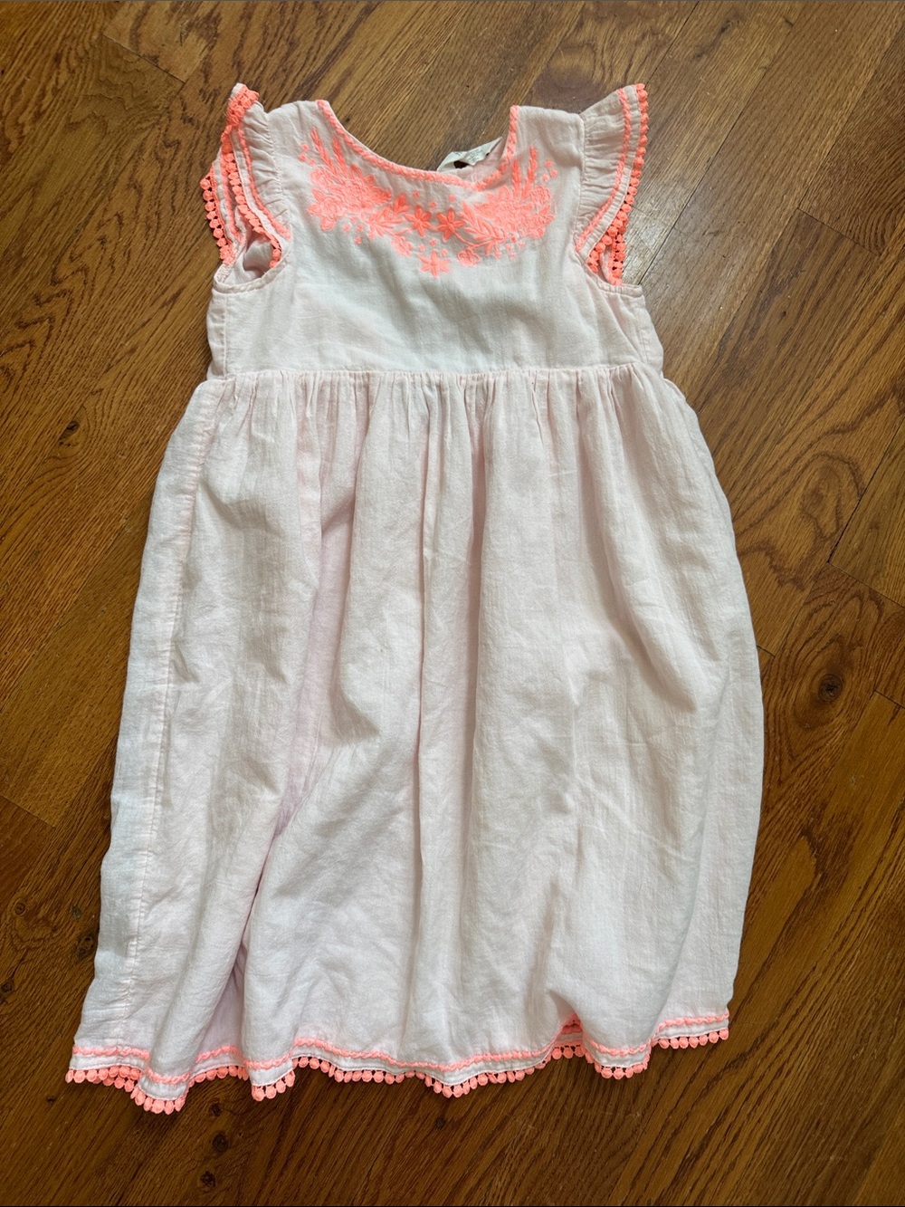 H&M Light Pink Girls' Sundress with Coral Embroidery